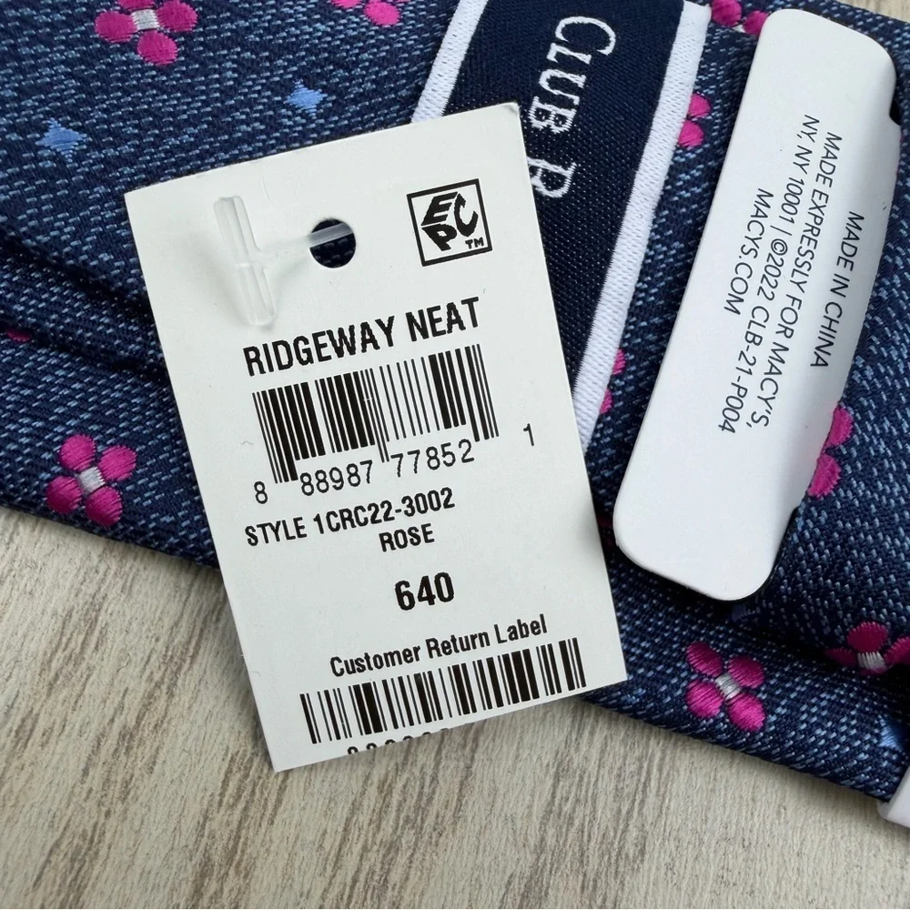 791 Club Room Men's Tie Ridgeway Neat 640 Rose & Blue $55 Polyester